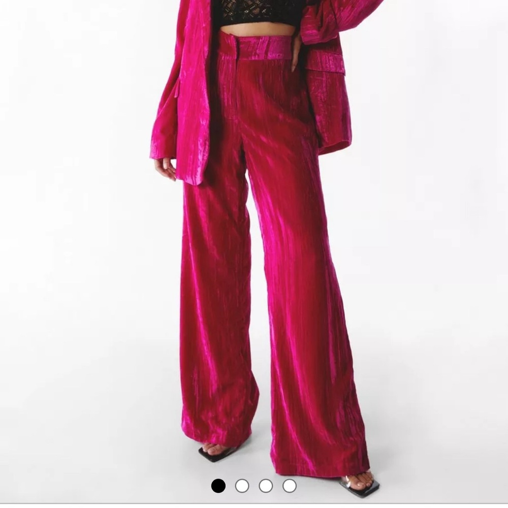 Nasty Gal velvet hot pink pants